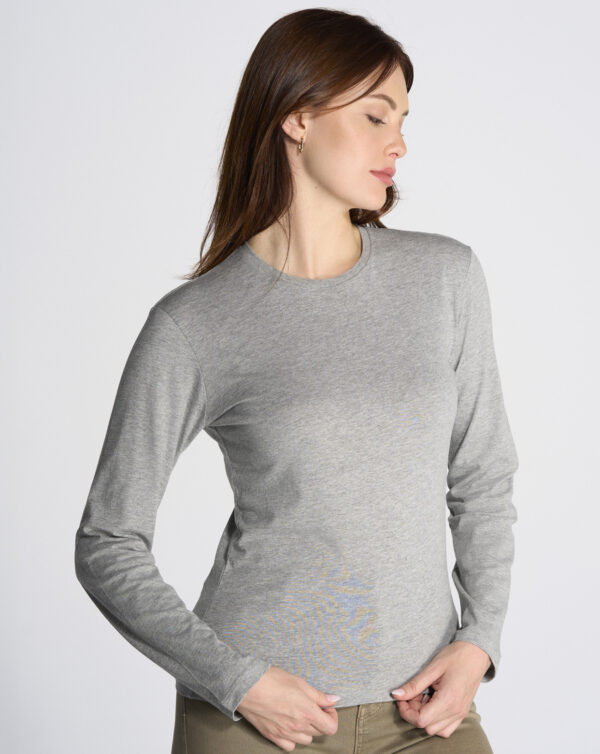 Camiseta lisa para mujer de manga larga